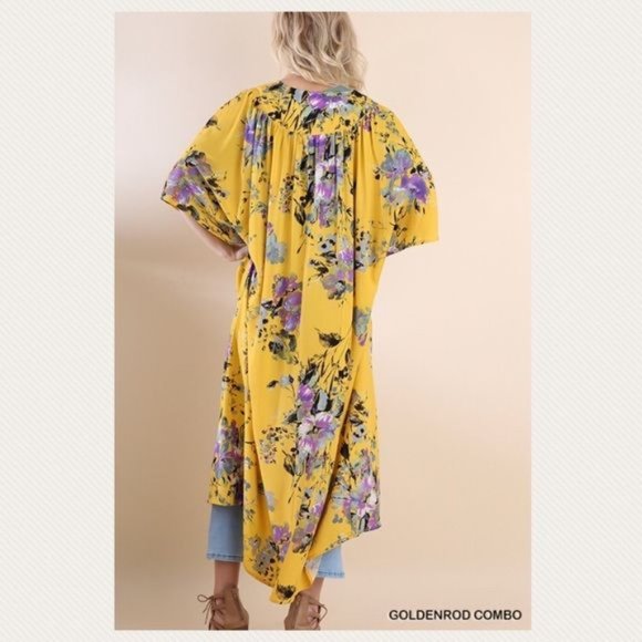 S M Umgee Wildflower Chorus kimono yellow - Picture 2 of 5
